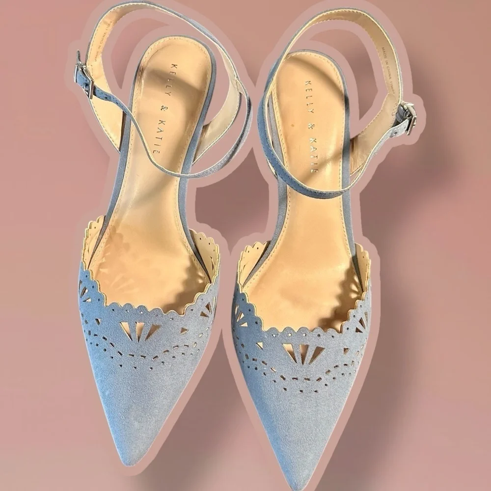 NWOT Kelly & Katie ‘Zabell’ Geometric Cutout Ankle Strap Pumps in Blue Size 11